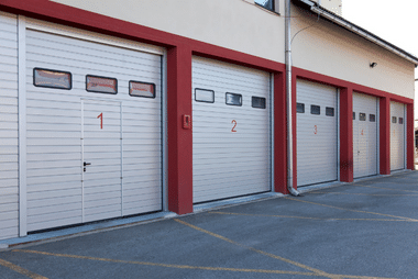 Roller garage door showing durable corrugated steel construction