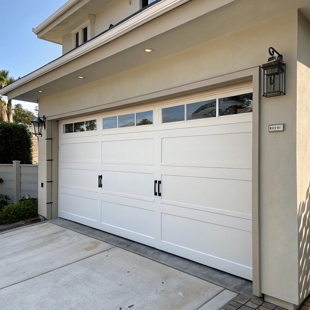 Modern white residential garage door