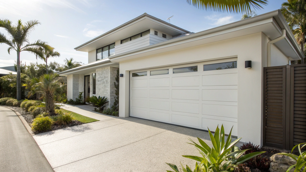 Modern residential garage door on a contemporary home in Miranda