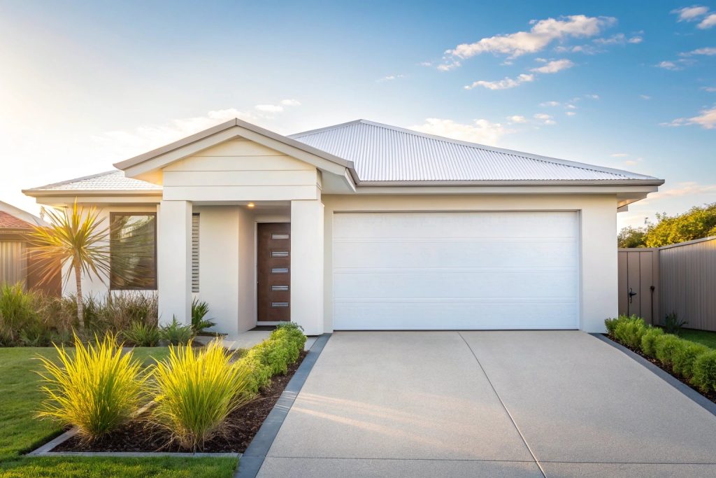 Modern Colorbond garage door on a coastal home in Sutherland Shire