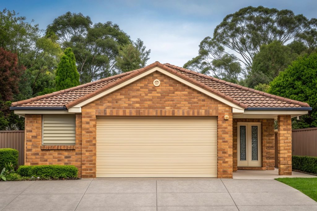 Roller garage door on classic brick home in Caringbah suburb