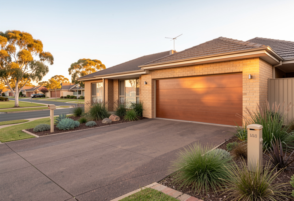 A well-maintained double garage door installed in a Yarrawarrah home